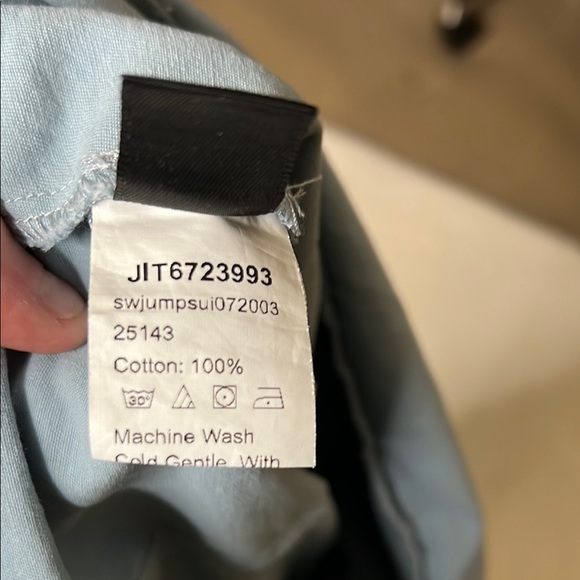 Women's Cotton Chambray Open Back Tie Wide Leg Jumpsuit Size S - Picture 6 of 6